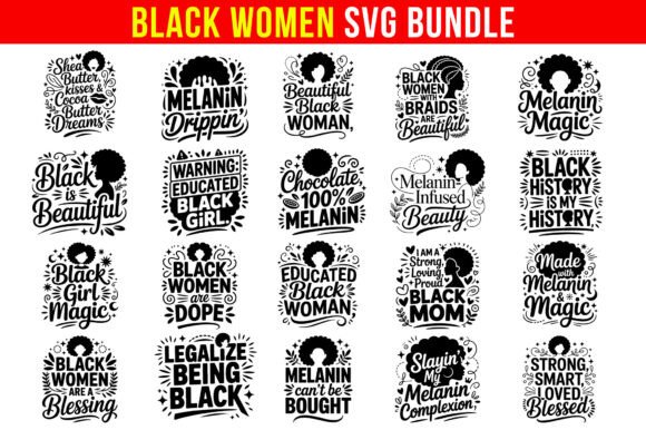 20 Black Women SVG Bundle for Crafts and Graphics