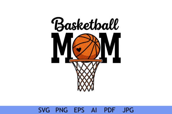 Basketball Mom Hoop Heart Graphics for Crafts