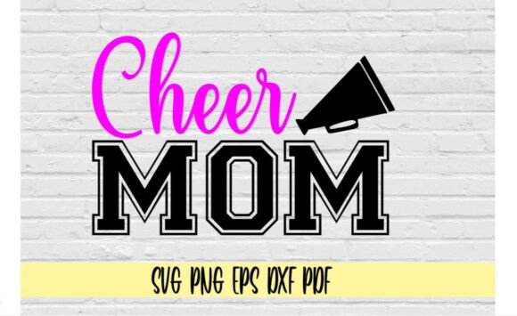 Cheer Mom Megaphone Block Varsity Letter Graphics
