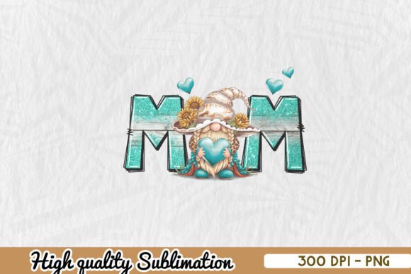 Mom with Gnome Sublimation PNG for Crafts & Graphics