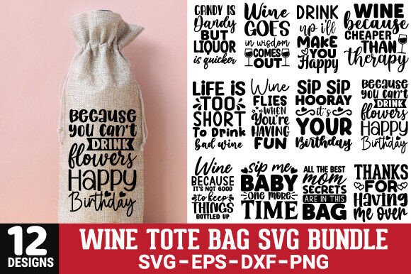 Wine Tote SVG: Graphics for Crafts & Blogs